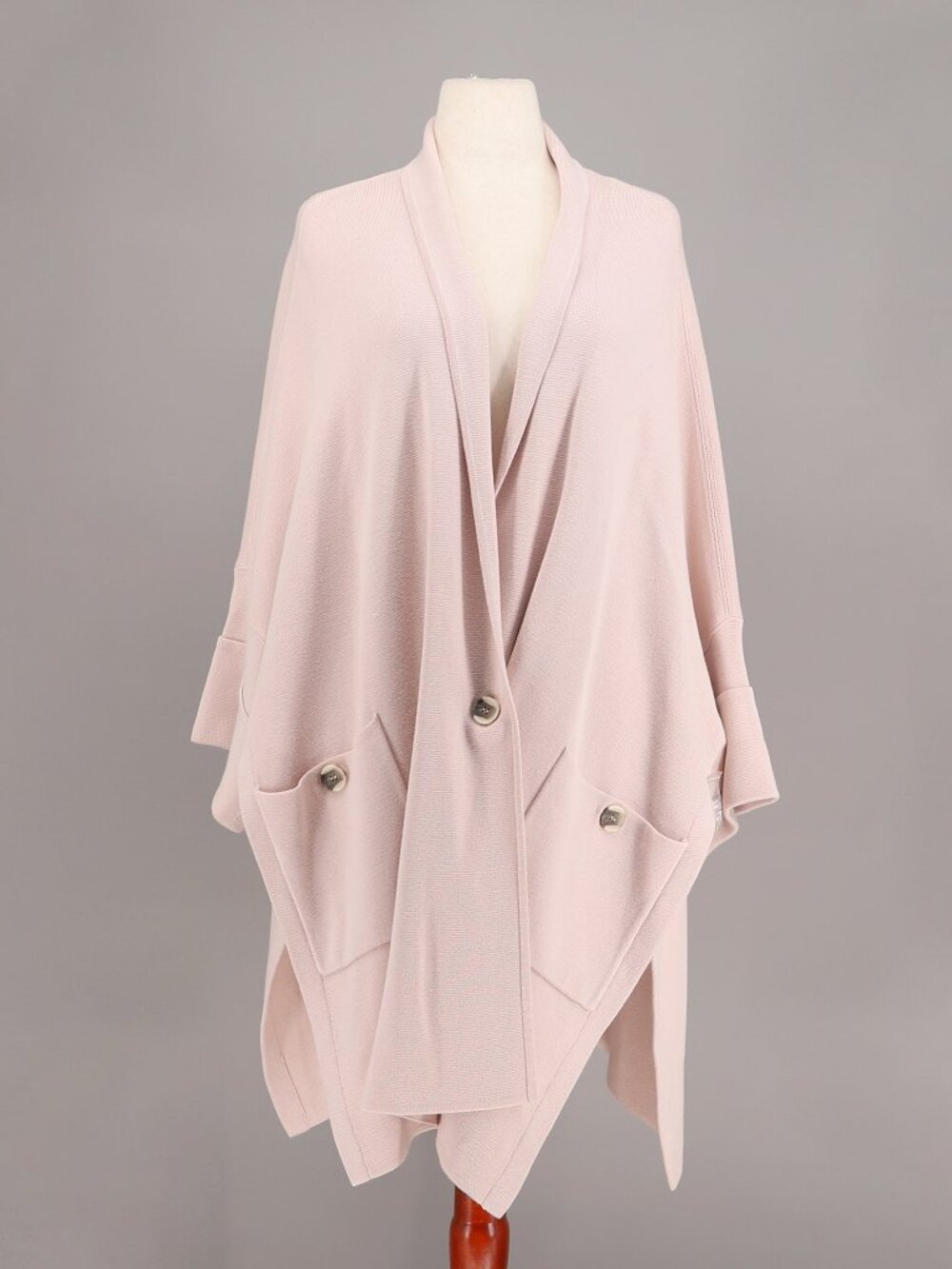 NWT MarlaWynne Double Breasted Kimono Draped Cardigan in Pale Pink Size 1X